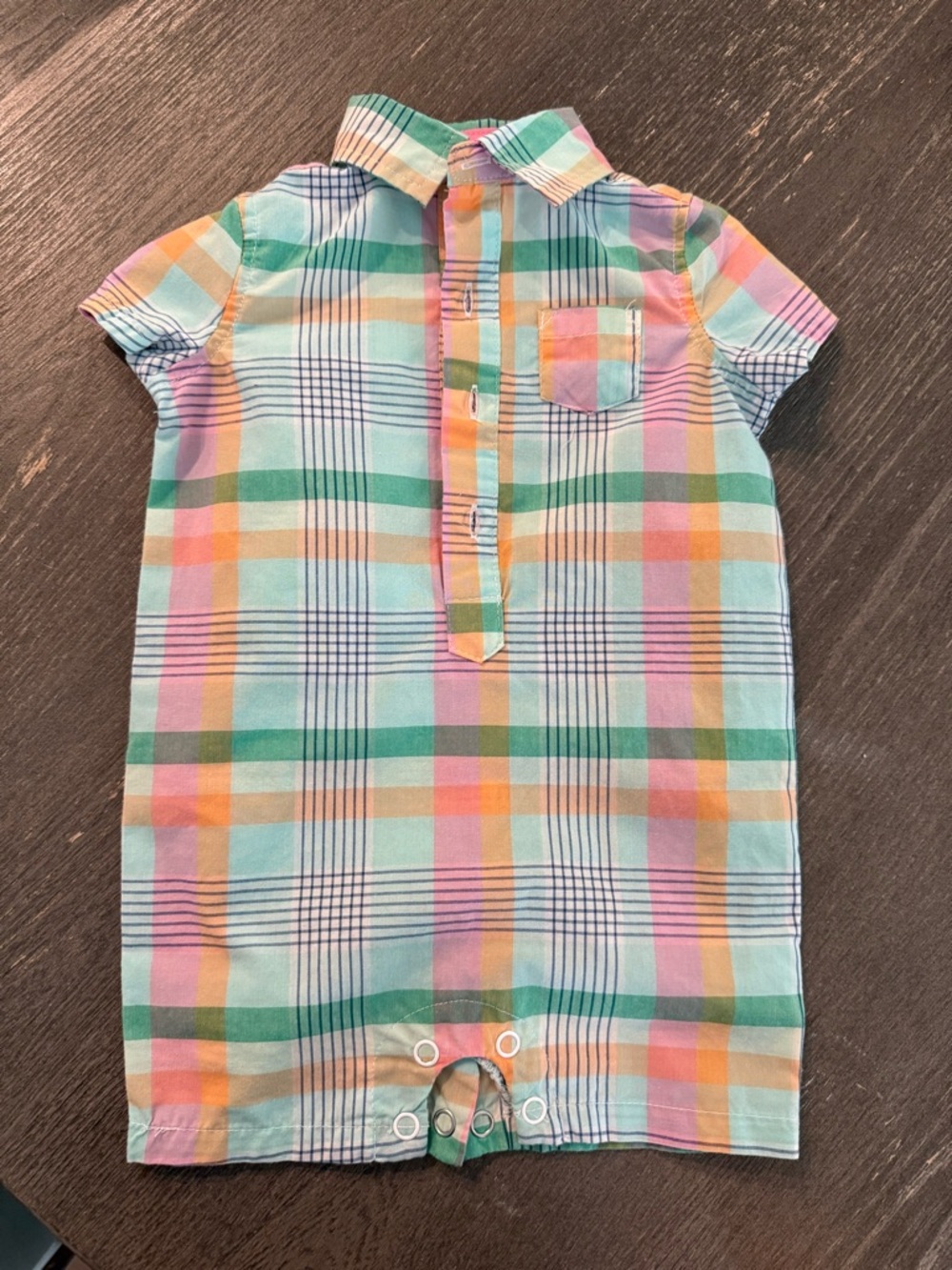 crown & ivy Pastel Plaid One-Piece Romper in Mint, Peach, Lavender
